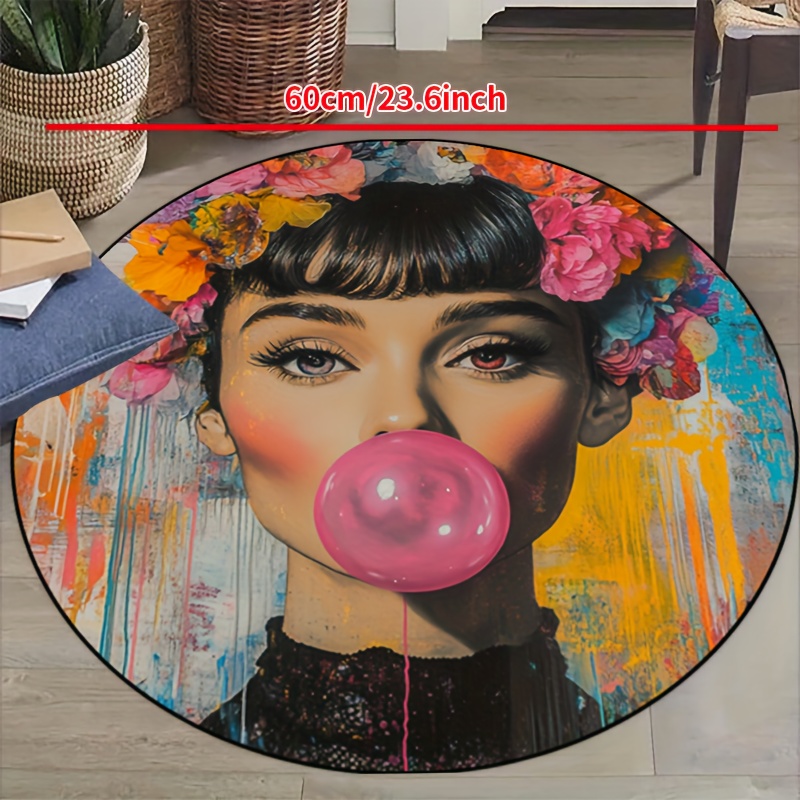 Bubble Gum Machine - Круглый коврик с изображением женщины в