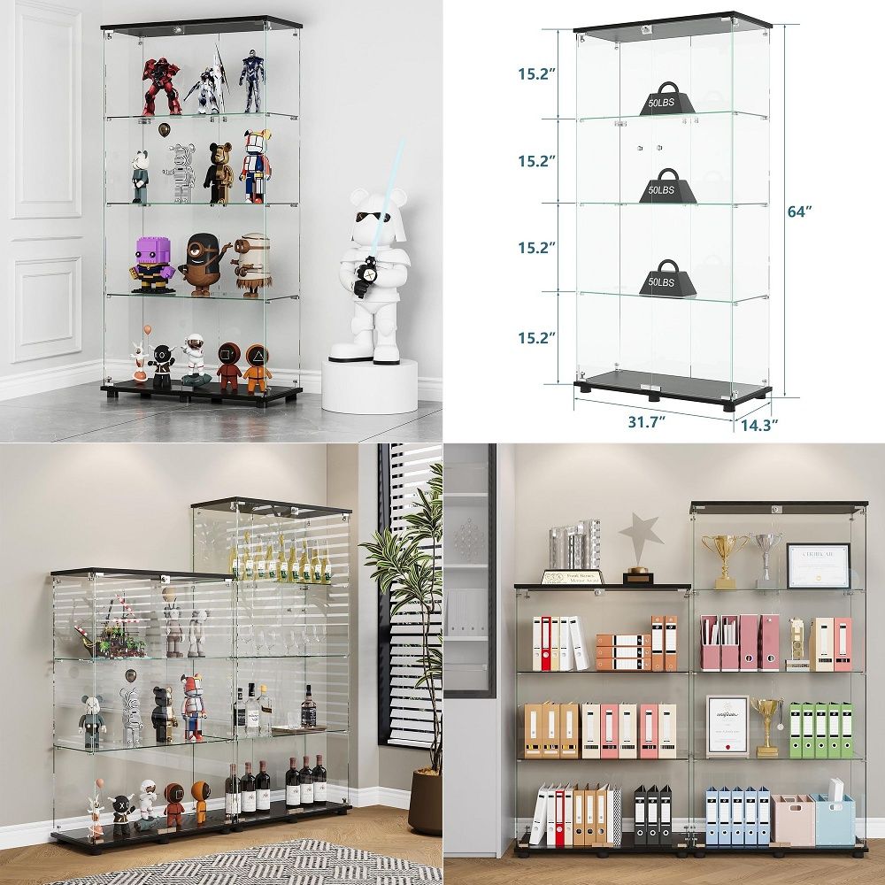 Glass Cabinet Display - Витрина с 4 полками, двойными дверцами