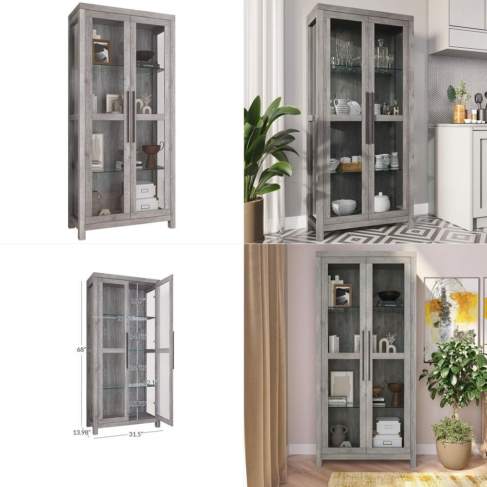 Glass Cabinet Display - Стеклянная витрина, высокий шкаф-витрина с дверцами