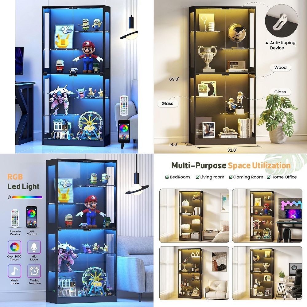 Glass Cabinet Display - Витрина со стеклянными дверцами 69 дюймов,