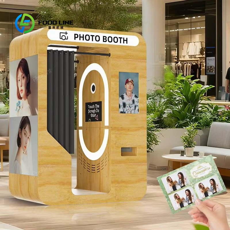 Photo Booth Machine - Портативный деревянный фотокиоск в винтажном стиле,
