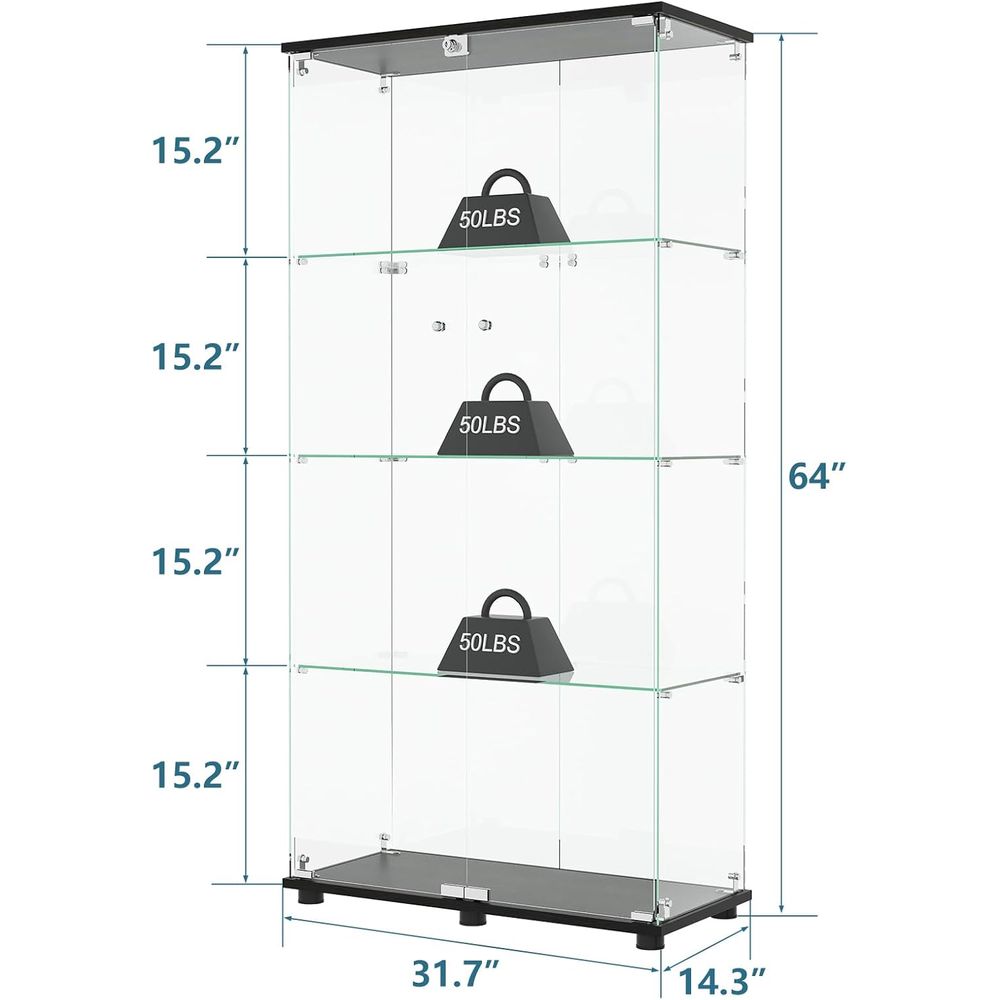 Стеклянная витрина с четырьмя  – обзор и цена Glass Cabinet Display