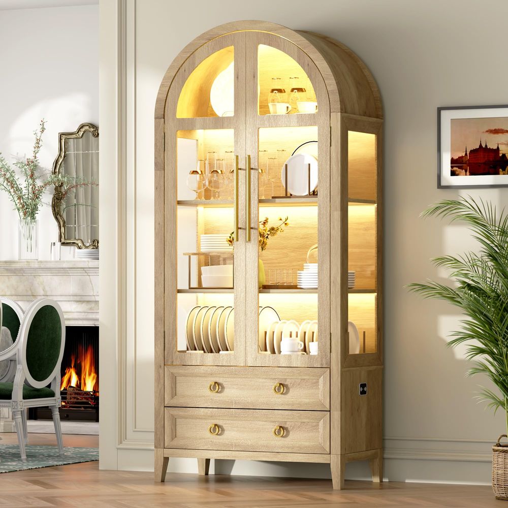 Витрина-шкаф 71 Arched Curio с – обзор и цена Glass Cabinet Display