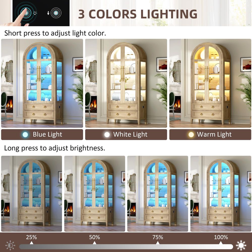 Витрина-шкаф 71 Arched Curio с – обзор и цена Glass Cabinet Display