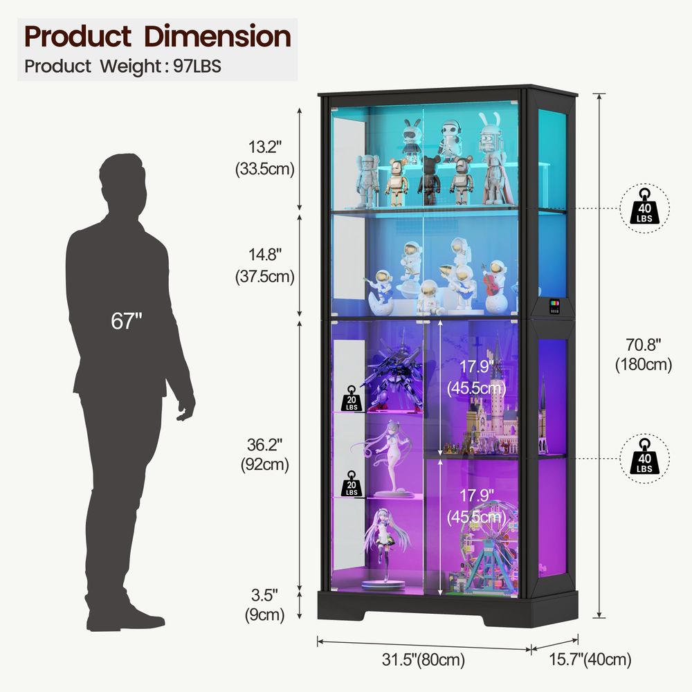 Светящаяся угловая витрина-шка – обзор и цена Glass Cabinet Display