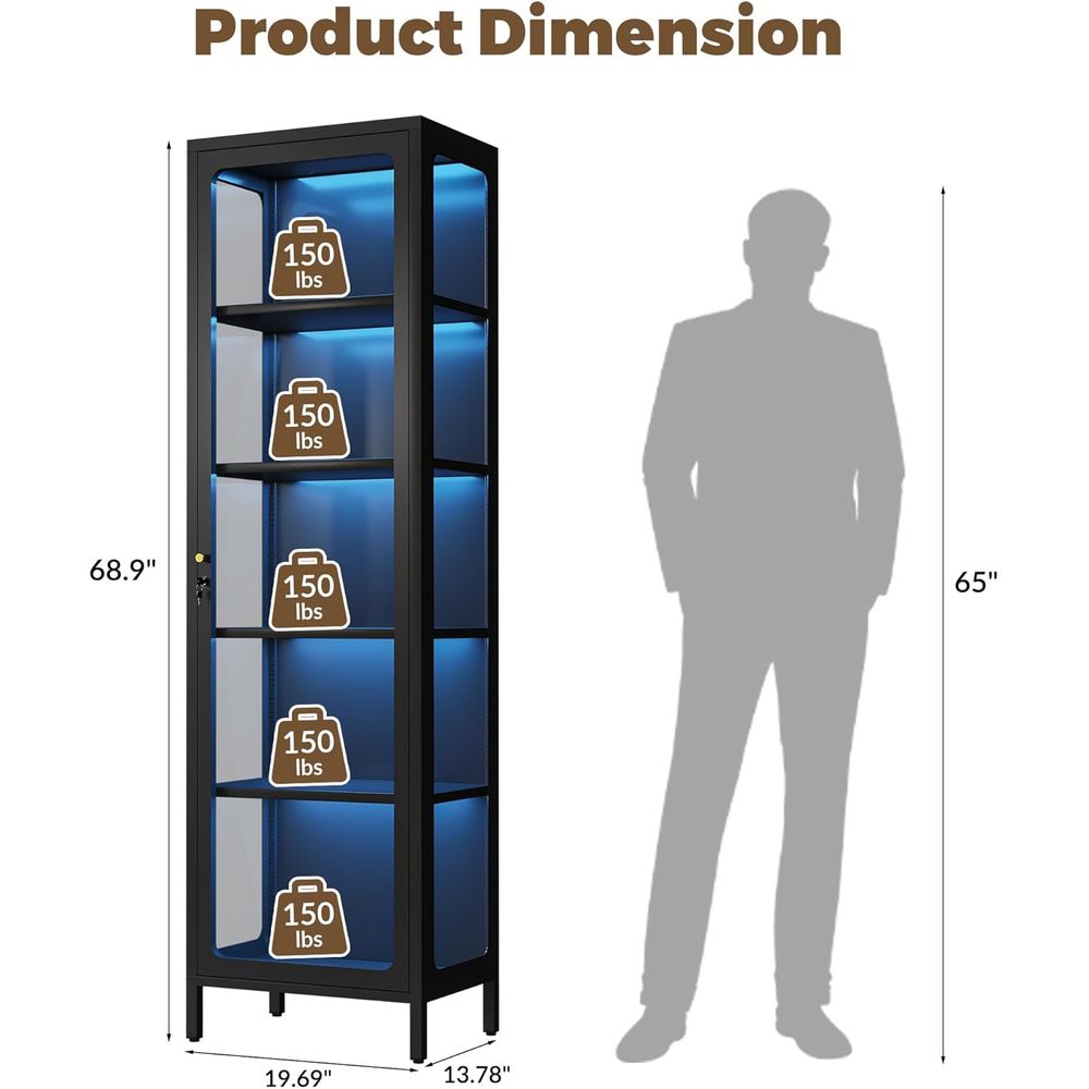 Стеклянная витрина 69 дюймов с – обзор и цена Glass Cabinet Display
